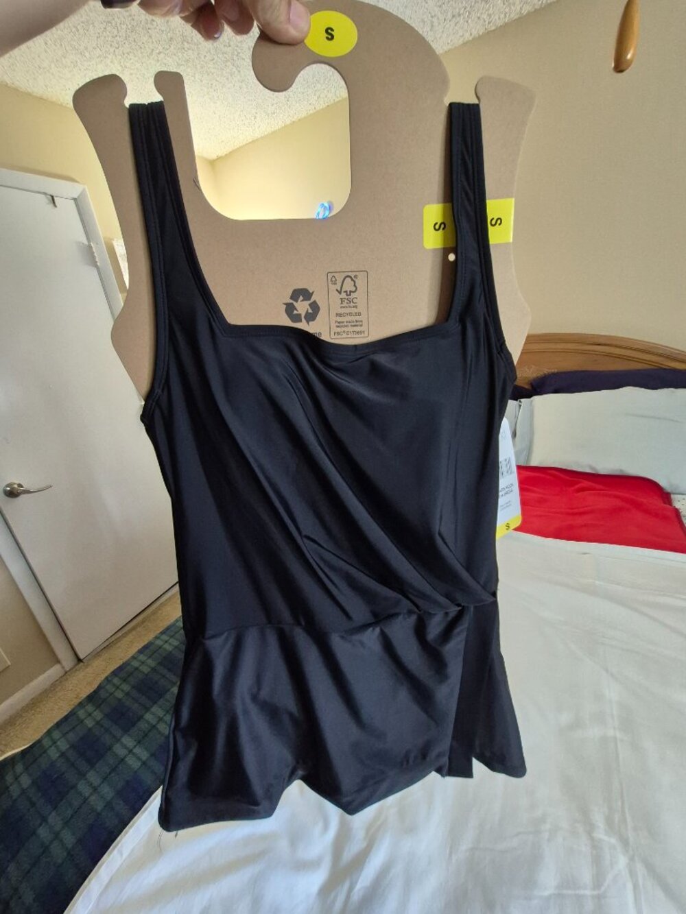 Beyond Control Women's Square Neck Swim Dress, Black, Size Small, NWT